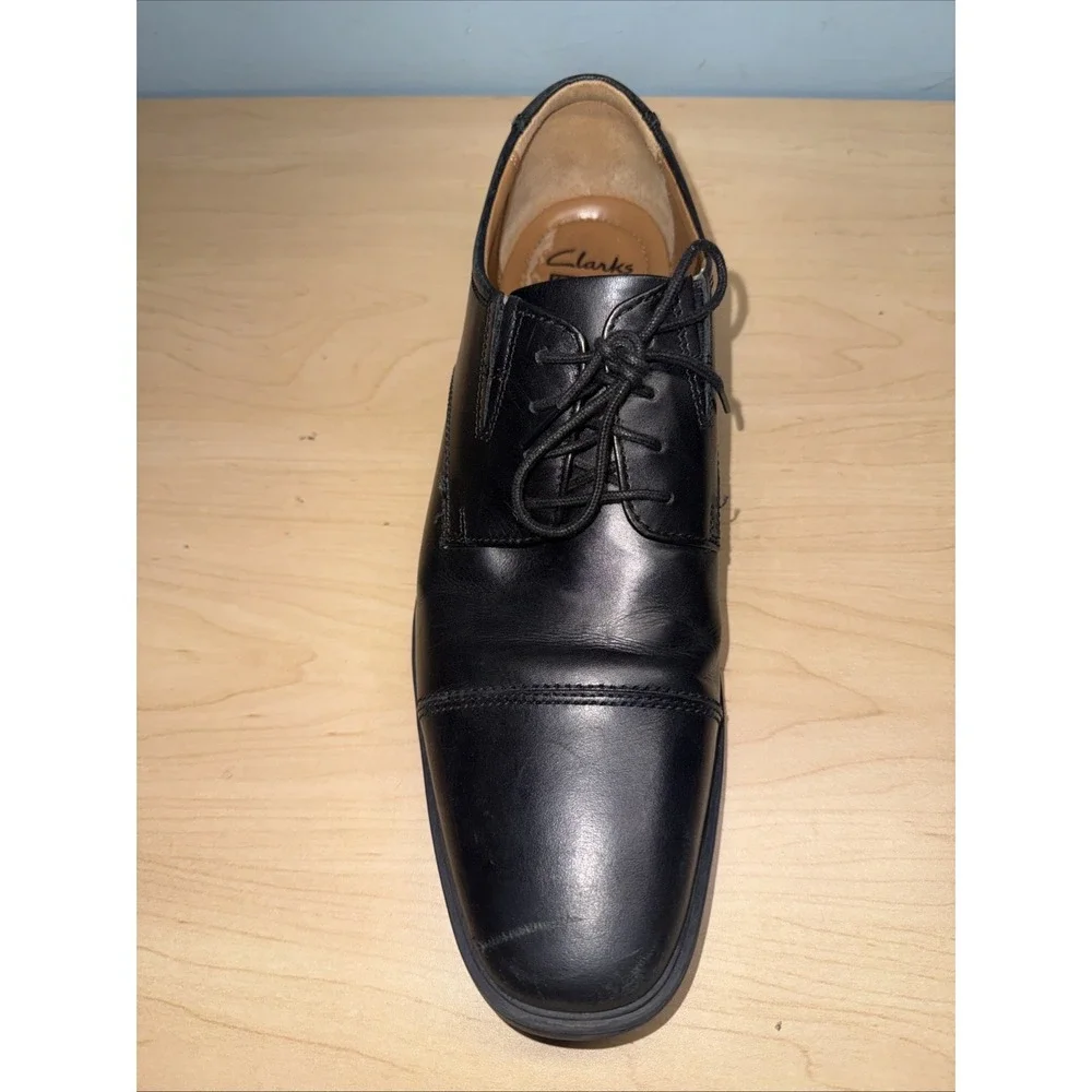 Clarks Mens Oxford Dress Shoes Black Leather Soft Cushion Lace Up 8m Perfect
